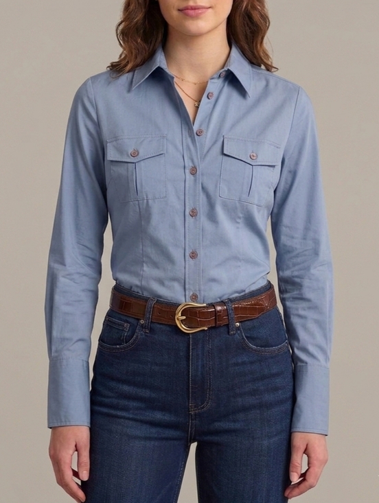 Club Monaco Tops - XS Club Monaco Light Blue Women's Button-Down Utility Shirt Classic Long Sleeve